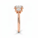 My Store 4 18K solid gold trilogy engagement ring featuring a central oval lab diamond with oval side stones