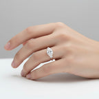 My Store 4 18K solid gold trilogy engagement ring featuring an oval-cut lab-grown diamond with oval side stones.
