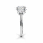 My Store 4 18K solid gold trilogy engagement ring featuring an oval-cut lab-grown diamond with oval side stones