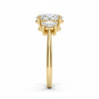 My Store 4 18K solid gold trilogy engagement ring featuring an oval lab-grown diamond with oval side stones