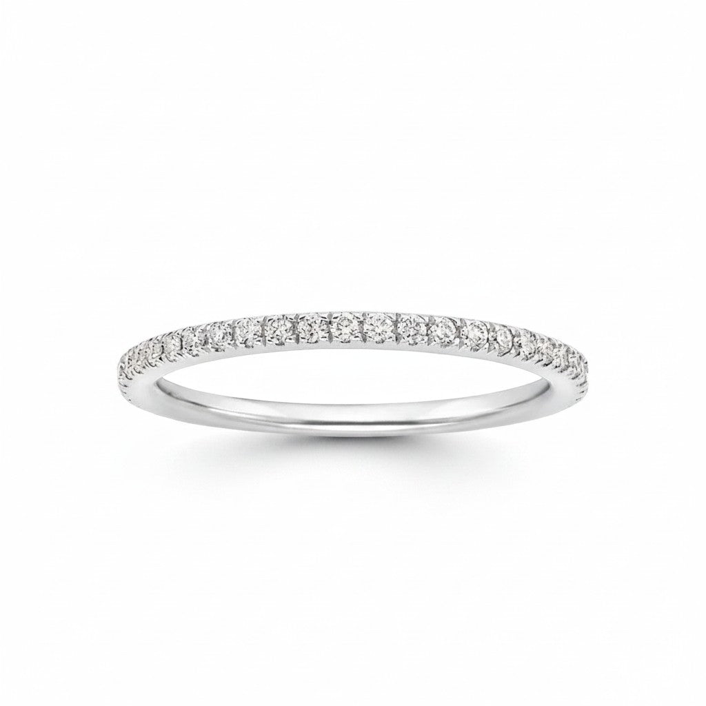 My Store 4 micro-pavé wedding band in white gold with round brilliant diamonds set along the band