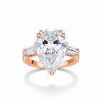 My Store 4 pear cut engagement ring with tapered baguette side diamonds set in polished rose gold