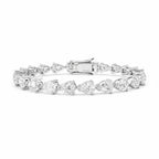 My Store 4 pear cut diamond tennis bracelet in white gold with a secure box clasp and brilliant faceted stones.