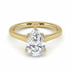 My Store 4 pear cut diamond engagement ring with a hidden halo and cathedral bridge in polished 18K yellow gold