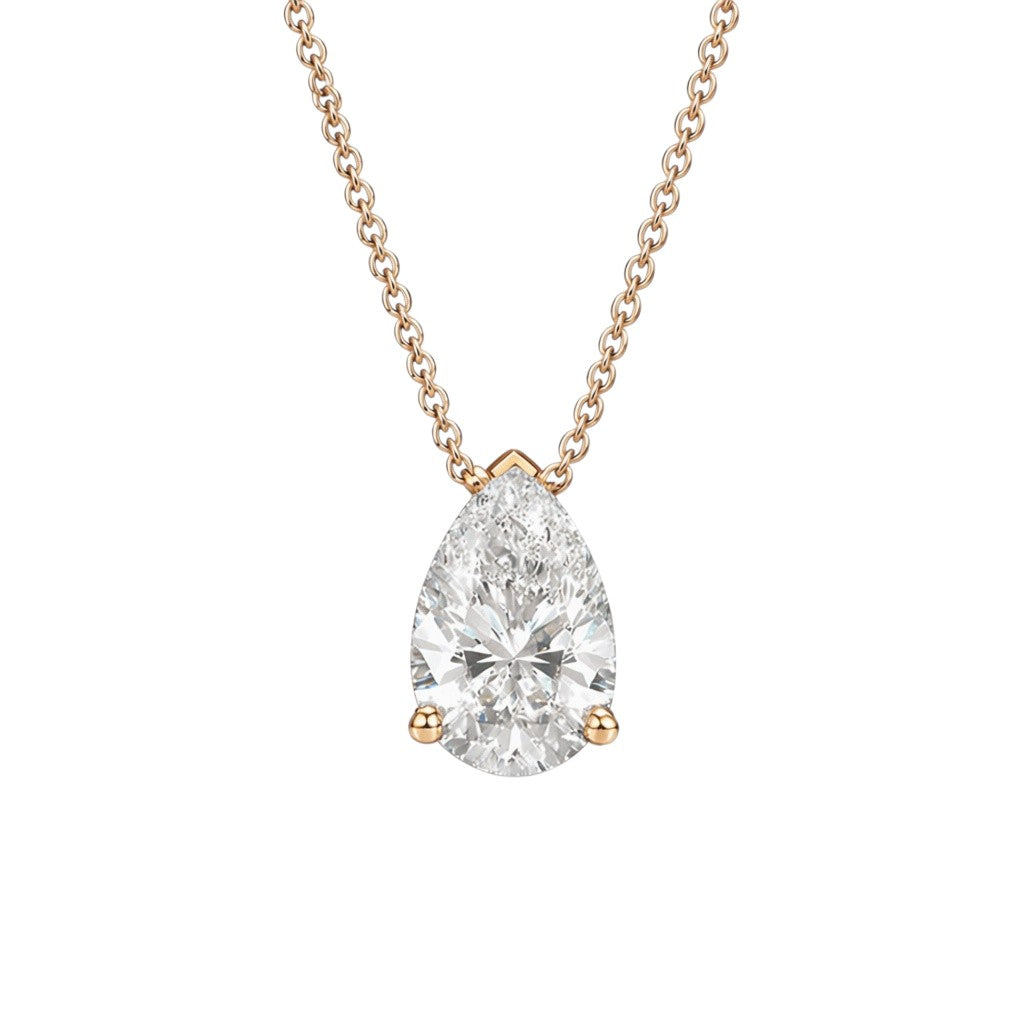 My Store 4 pear-cut diamond solitaire pendant necklace in 18K yellow gold with a bail-free floating design.