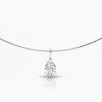 My Store 4 pear-cut diamond pendant on a sleek white gold omega chain choker necklace with a polished slider bail.