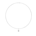 My Store 4 pear-cut diamond pendant on a sleek, structured white gold omega choker necklace.