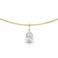 My Store 4 pear-cut diamond pendant on a sleek 18K yellow gold omega choker necklace with a slider bail