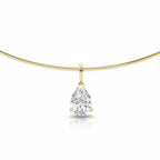 My Store 4 pear-cut diamond pendant on a sleek 18K yellow gold omega choker necklace with a slider bail