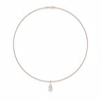 My Store 4 pear diamond omega choker necklace in 18K yellow gold with a teardrop pendant on a structured chain.