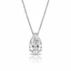 My Store 4 pear cut diamond solitaire pendant necklace on a delicate white gold cable chain with a floating design.