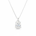My Store 4 pear-shaped diamond solitaire pendant necklace in white gold with a delicate cable chain.