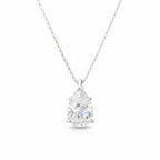 My Store 4 pear-shaped diamond solitaire pendant necklace in white gold with a delicate cable chain.