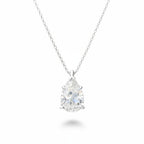My Store 4 pear-cut diamond solitaire pendant on a delicate white gold chain against a clean white background