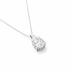 My Store 4 pear-cut diamond solitaire pendant necklace on a delicate white gold chain against a white background