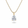 My Store 4 pear-cut diamond solitaire pendant necklace in 18K yellow gold with a tapered bail and fine cable chain.