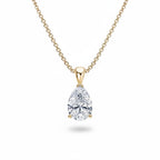 My Store 4 pear-cut diamond solitaire pendant necklace in 18K yellow gold with a tapered bail and fine cable chain.