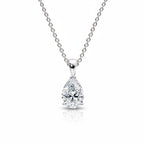 My Store 4 pear-cut diamond solitaire pendant on a delicate white gold cable chain with a tapered bail.