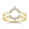 My Store 4 pear cut tiara diamond ring enhancer in yellow gold with chevron bands and brilliant accent stones