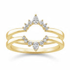 My Store 4 pear cut tiara diamond ring enhancer in yellow gold with chevron bands and brilliant accent stones