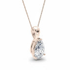 My Store 4 pear-cut diamond solitaire pendant necklace in 18K rose gold with a tapered bail and V-prong tip.