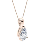 My Store 4 pear-cut diamond solitaire pendant necklace in 18K yellow gold with a tapered bail and V-prong tip.