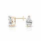 My Store 4 18K solid gold pear cut lab-grown diamond stud earrings with 2 carat total weight and VVS1 clarity