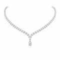 My Store 4 graduated pear-cut diamond tennis necklace in white gold with a central teardrop pendant on a white background