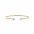 My Store 4 open cuff bracelet in yellow gold featuring an asymmetrical pear-cut and emerald-cut diamond solitaire.