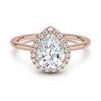 My Store 4 18K solid rose gold pear-shaped halo lab-grown diamond engagement ring set