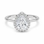 My Store 4 18K solid gold pear-shaped halo engagement ring featuring a brilliant lab-grown diamond