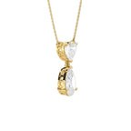 My Store 4 pear and heart diamond drop pendant necklace in 18K yellow gold with articulated link design.