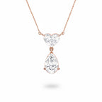 My Store 4 pear and heart diamond drop pendant necklace in 18K gold with articulated link and chevron V-prongs.