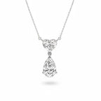 My Store 4 pear and heart diamond drop pendant necklace in white gold with a delicate cable chain.