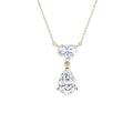 My Store 4 pear and heart diamond drop pendant necklace in 18K yellow gold with articulated two-stone design