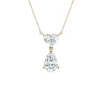 My Store 4 pear and heart diamond drop pendant necklace in 18K yellow gold with articulated two-stone design