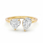 My Store 4 18K solid gold Toi et Moi ring featuring a pear-cut and a heart-cut lab-grown diamond