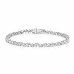 My Store 4 tennis bracelet featuring alternating pear and round diamonds set in polished white gold with a box clasp.