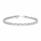 My Store 4 tennis bracelet featuring alternating pear and round cut diamonds in a solid gold articulated setting.
