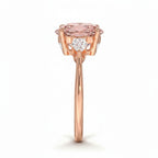 My Store 4 18K solid gold trilogy ring featuring a pear-cut fancy color diamond and side stones, side profile view.