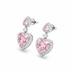 My Store 4 18K solid gold drop earrings featuring 7 carat pink heart-shaped lab-grown diamonds with halo settings.