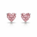 My Store 4 18K solid gold stud earrings featuring 8 carat pink heart-shaped lab-grown diamonds with VVS1 clarity.
