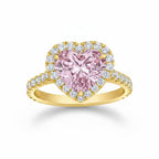 My Store 4 18K solid gold ring featuring a pink heart-cut lab-grown diamond with a sparkling diamond halo setting.