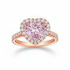 My Store 4 18K solid gold ring featuring a pink heart-cut lab-grown diamond with a sparkling diamond halo setting.
