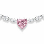 My Store 4 fancy pink heart-cut diamond tennis necklace with alternating marquise and round white diamonds in gold