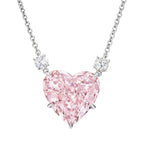 My Store 4 4-carat fancy pink heart-cut diamond solitaire necklace with white gold chain and round diamond accents