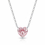 My Store 4 fancy pink heart-cut solitaire diamond pendant necklace on a delicate white gold cable chain.