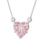 My Store 4 4-carat fancy pink heart-cut diamond solitaire necklace in 18K white gold with round accent stones.