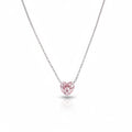 My Store 4 fancy pink heart-cut diamond solitaire pendant necklace on a delicate white gold cable chain.