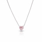 My Store 4 fancy pink heart-cut diamond solitaire pendant necklace on a delicate white gold cable chain.
